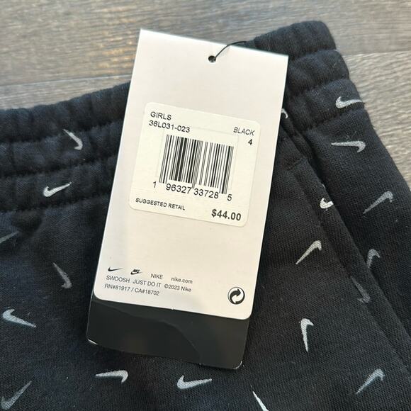 Nike Size 4 Black Swoosh Sweatpant Joggers - Picture 3 of 8